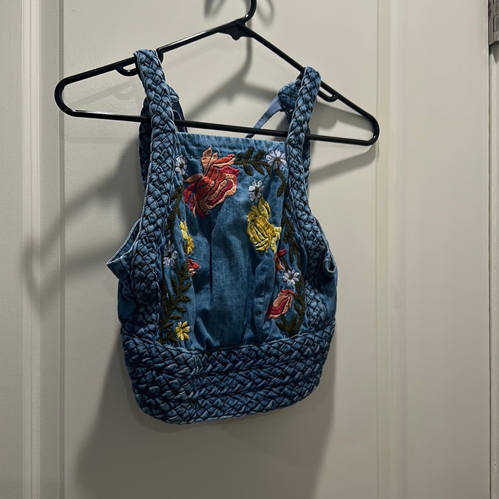 Floral jean crop top